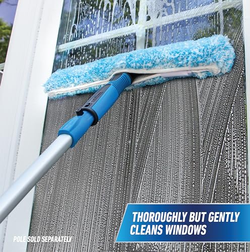 Unger Professional Connect and Clean 14" Window Scrubber Washer for Glass Cleaning, Commercial and Residential Washing, Multipurpose Tool, Gentle on Windows, Reusable Microfiber Sleeve