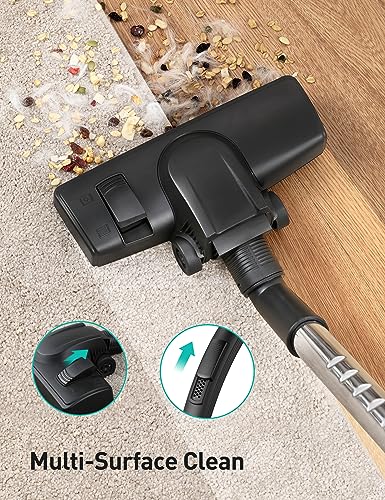 Aspiron Canister Vacuum, Upgraded 1600W Bagless Canister Vacuum Cleaner, Auto Cord Rewind, H13 HEPA Filter, 4Qt Large Capacity, 5 Tools for Hard Floors, Carpet, Pet, Upholstery, Tiles, Sapphire