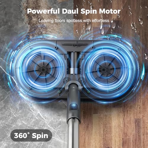BLONEX Cordless Electric Mop with Spray & Detachable Water Tank, Lightweight Electric Spin Mop with Headlights for Hardwood Tile Laminate Floors, Long-Lasting Battery, Self-Propelled Floor Cleaner