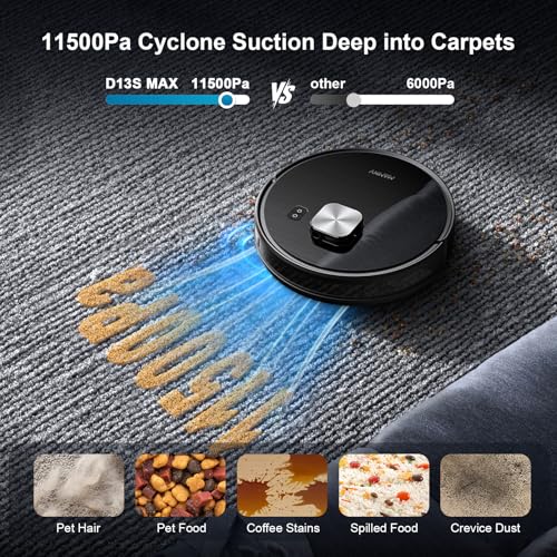 MAMNV Robot Vacuum and Mop, 11500 Pa Suction, 3-in-1 Robotic Vacuum with Smart LiDAR Navigation, 90 Day Self-Emptying,160 Min Runtime,App/Alexa/Voice Control, Ideal for Pet Hair, Carpet & Hard Floor