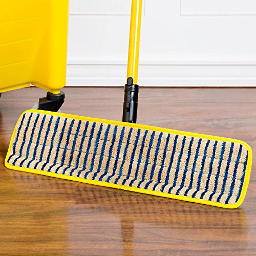 Rubbermaid Commercial Products HYGEN Microfiber Super Scrubber Damp Mop Pad, 18-inch, Yellow, for Floor Cleaning on Title/Hardwood/Laminate Floors