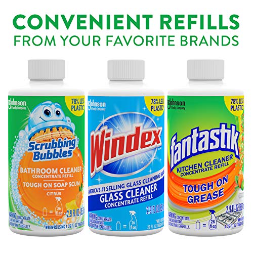 Scrubbing Bubbles Multi Purpose Bathroom Cleaner Concentrate Starter Pack, Reusable Spray Bottle and Two 2.9 oz Refills