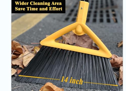 PUTNATRUE Heavy Duty Broom Outdoor and Indoor, 3 Pack Upgraded Commercial Angle Brooms, Perfect Yellow Broom of House, Kitchen, Garage, Courtyard