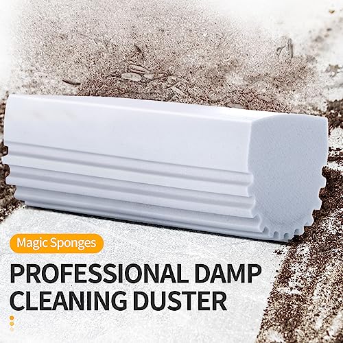 COBETE Damp Clean Duster Sponge,4pack Magic Sponge Eraser,Reusable Damp Dusting Sponge Household Cleaning for Blinds, Glass, Baseboards,Radiators,Window Track Grooves(Multi Color)
