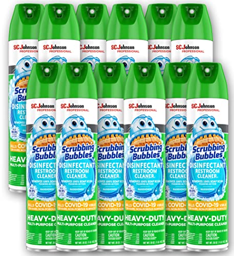 SC Johnson Professional, Scrubbing Bubbles Multi-Purpose Bathroom Cleaner Disinfectant Aerosol, 25 Fl Oz Pack of 12