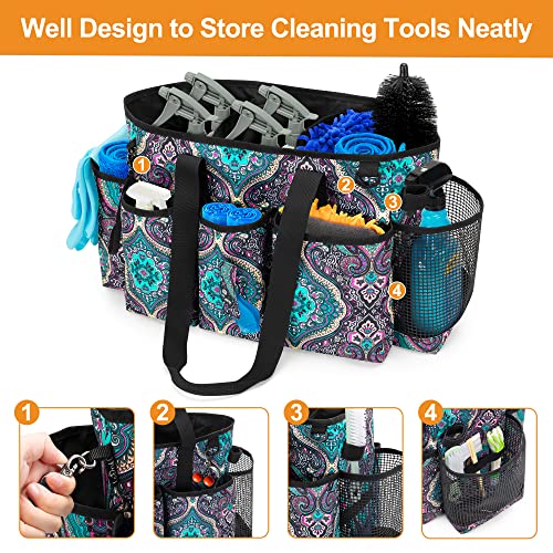 LoDrid Professional Cleaning Tote Caddy for Cleaning Supplies, Cleaning Bag Organizer with Dividers and Handle Strap for Housekeepers Work, Totem, (Bag Only)