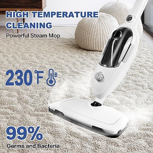 Steam Mop Cleaner 10-in-1 with Convenient Detachable Handheld Unit, Laminate/Hardwood/Tiles/Carpet Kitchen - Garment - Clothes - Pet Friendly Steamer Whole House Multipurpose Use