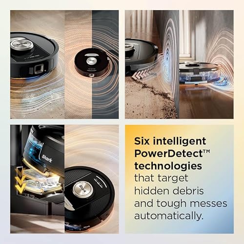 Shark Robot Vacuum & Mop Combo, PowerDetect ThermaCharged NeverTouch Pro, Self-Emptying, Self-Refill with Heated Mop Cleaning, 60-Day Capacity,30-Day Tank, 6 Power Detect Technologies, Black, RV2920XE