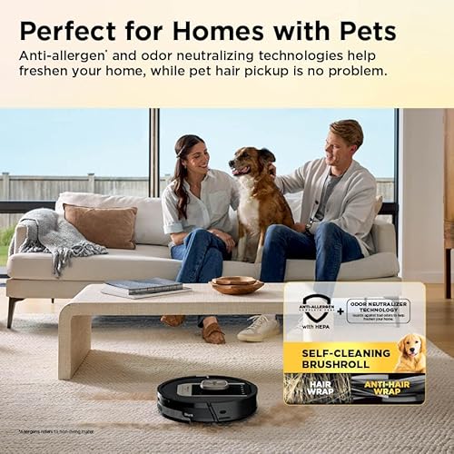 Shark Robot Vacuum & Mop Combo, PowerDetect ThermaCharged NeverTouch Pro, Self-Emptying, Self-Refill with Heated Mop Cleaning, 60-Day Capacity,30-Day Tank, 6 Power Detect Technologies, Black, RV2920XE