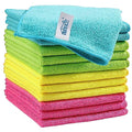 HOMEXCEL Microfiber Cleaning Cloth 210GSM, Pack of 12, Size:11.5" x 11.5", Ultra-Soft, High-Density Non-Abrasive Cleaning Towels for Cars, Glass, Kitchen, Reusable Rags, Blue/Green/Yellow/Pink