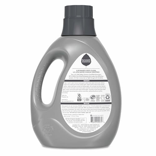 Seventh Generation Liquid Laundry Detergent, Free & Clear, 50 Loads, Power+ Fights Stains & 6X Cleaning Agents, 87.5 Fl Oz